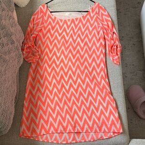 Luxe Coral Chevron Tunic dress